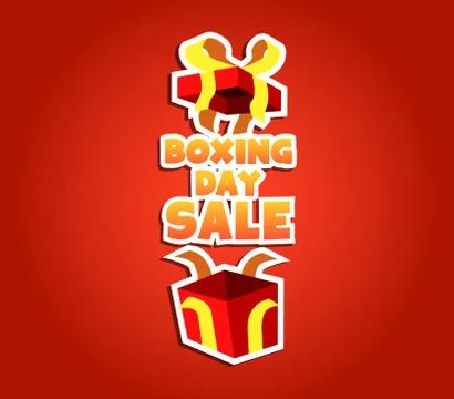 Open Up Gift Box Of Boxing Day Sale Badge Stock Illustration