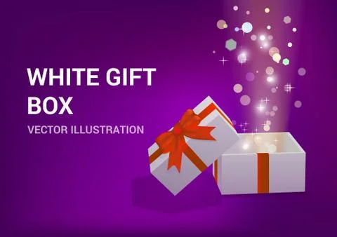 Open gift box with bright rays of light Stock Illustration