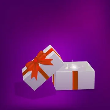 Open gift box with bright rays of light Stock Illustration