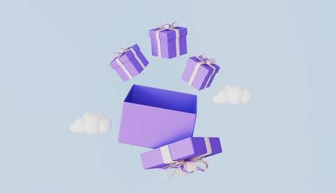 Open gift box with a bunch of presents, Present box for celebration Stock Illustration
