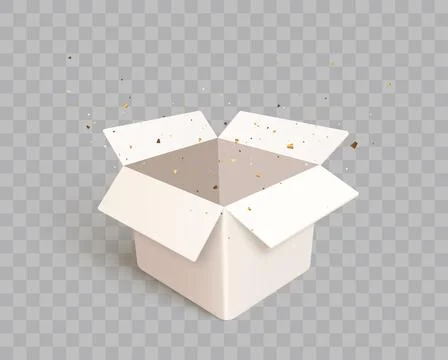 Open gift box with confetti burst explosion isolated. Stock Illustration