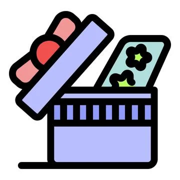 Open gift box with decorated lid and bow revealing surprise inside Stock Illustration