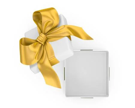 Open gift box with gold bow Stock Illustration