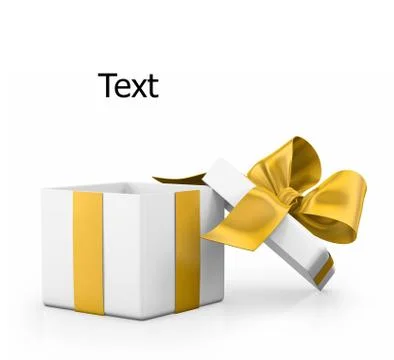 Open gift box with gold bow Stock Illustration