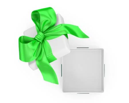 Open gift box with green bow Illustration