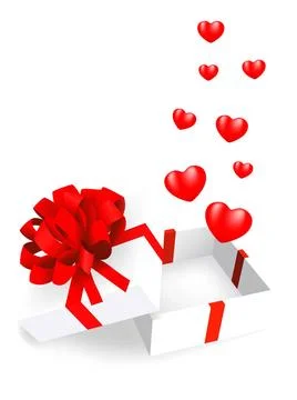 Open gift box with hearts. 3d valentine open gift box with hearts. 3d vale... Stock Photos