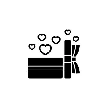 Open gift box with hearts icon. Love stories symbol. Valentines day concept.  Stock Illustration
