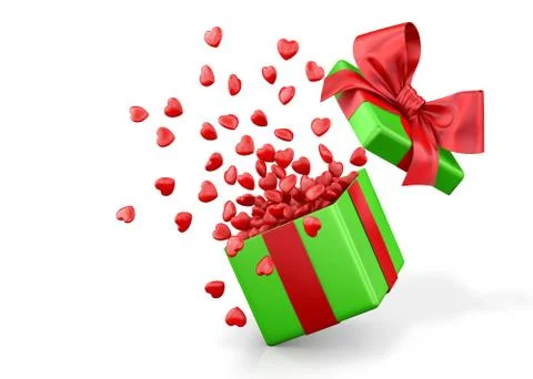 Open gift box with hearts Stock-Illustration