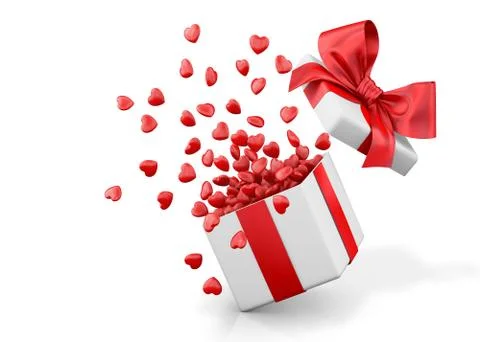 Open gift box with hearts Illustration