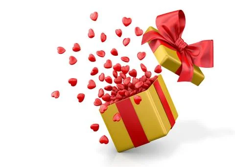 Open gift box with hearts Stock Illustration