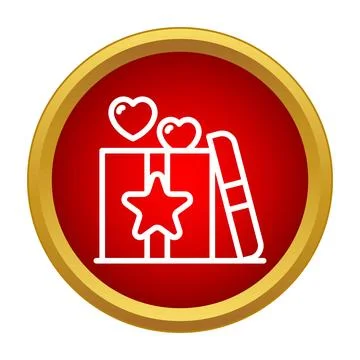 Open gift box holding hearts and a star icon Stock Illustration
