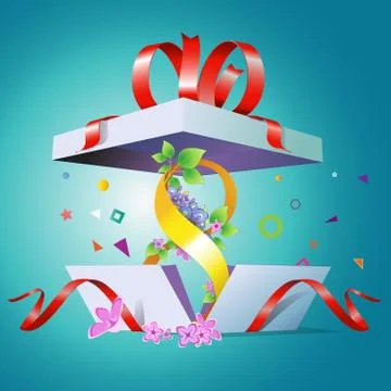 An open gift box for the holiday March 8 Stock Illustration