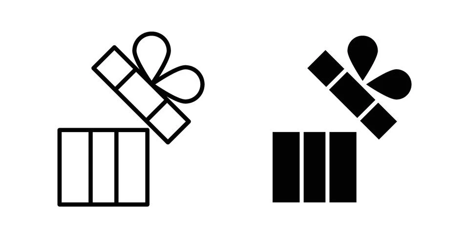 Open gift box icon black vector isolated on white Stock Illustration