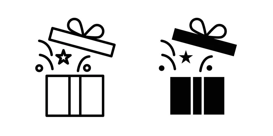 Open gift box icon concept logo design collection Stock Illustration