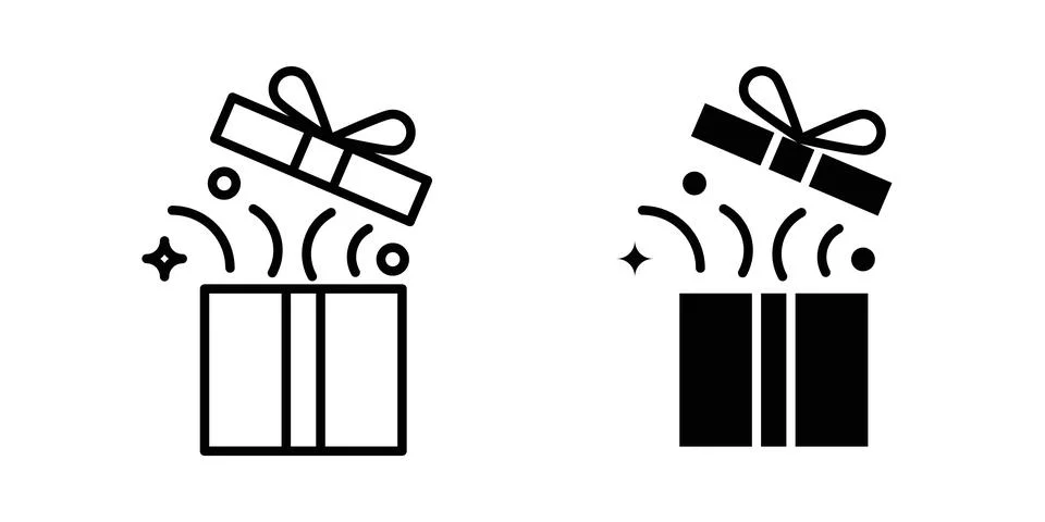 Open gift box icon design. Illustration icons in linear and clipart pack Stock Illustration