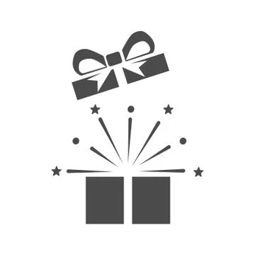 Open gift box icon. Festive package. wrapping with bow. vector illustration Stock Illustration