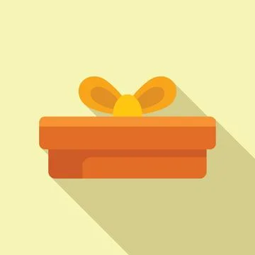 Open gift box icon flat vector. Closed happy package Stock Illustration