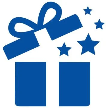 Open gift box icon with shiny stars Stock Illustration