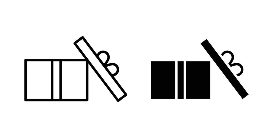 Open gift box icon solid, line, and editable vector set. Stock Illustration