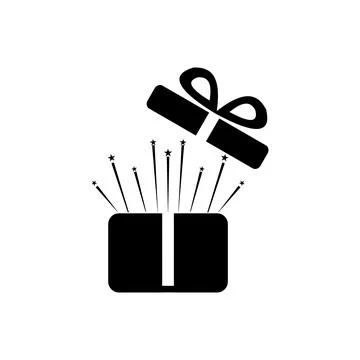 Open Gift Box Icon Vector Illustration with Surprise, Ribbon and Celebratio.. Stock Illustration