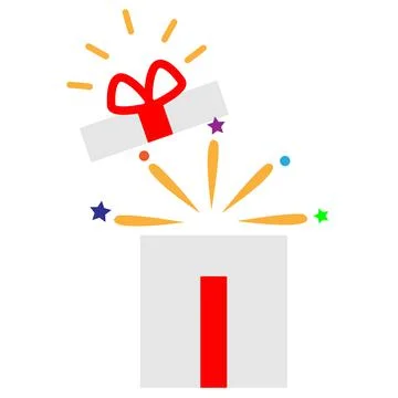 Open gift box icon on white background. opened gift box with shin Stock Illustration