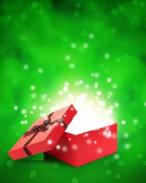 Open gift box with light insideout Stock Photos
