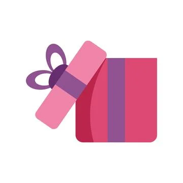 Open gift box present with pink ribbon Stock Illustration