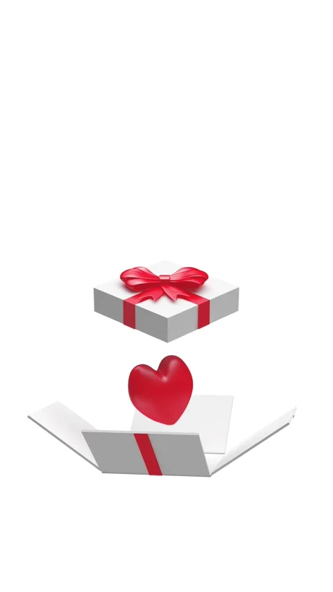 Open gift box with red heart in 3D animation. 库存影片 338227162