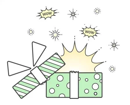 Open Gift Box With Ribbon And Bow. Surprise, Joy, Wow. Gift For Christmas, Ne Stock Illustration