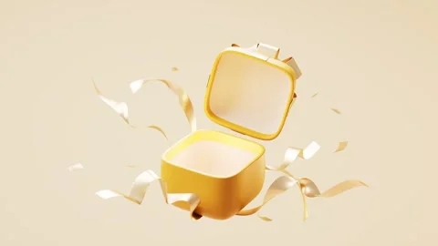 Open gift box with ribbons and confetti in motion Stock-Footage 327248242