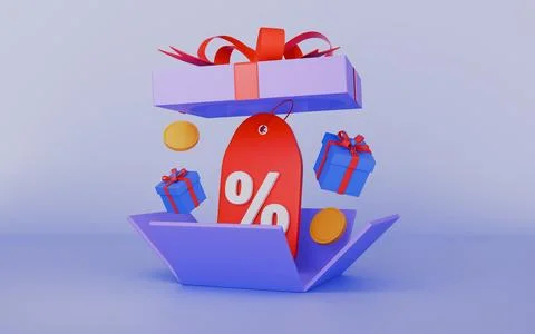 Open gift box surprise, Loyalty program and get rewards, Earn point concept Illustration
