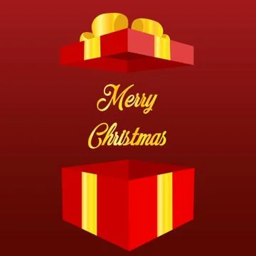 Open gift box with text Merry Christmas and Happy New Year holiday. Illustrazione stock