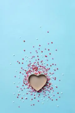 Open gift box with tiny hearts around it Stock Photos