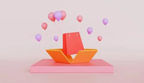 Open gift boxes with shopping bag concept Stock Illustration