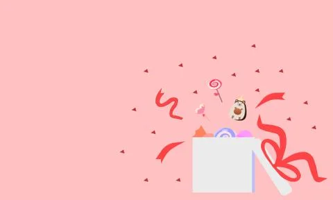 Open gift with candy toys, vector graphics Stock Illustration