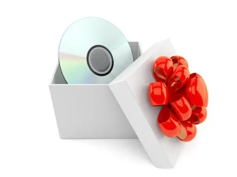 Open gift with cd disc Stock Illustration