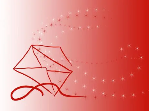 Open gift envelope on white-red gradient background copy space Stock Illustration