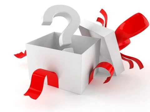 Open gift with question mark Stock Illustration