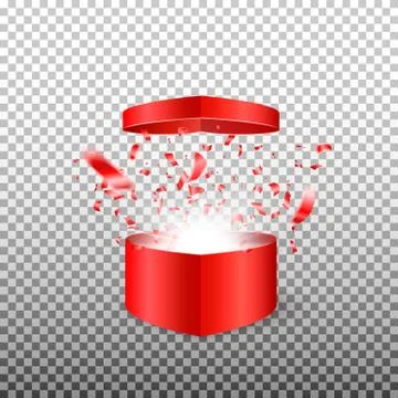 Open gift surprise box in the form of a heart Stock Illustration