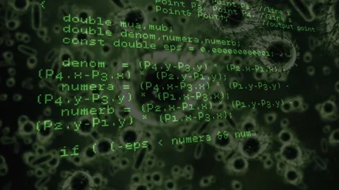 On open, glowing C++ code reading data, computing geometry, building web Stock Footage 319573915