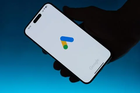 Open Google Ads app on smartphone Stock Photos
