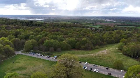 Open Grass Clearing High Beech Epping Forest Aerial View 스톡 사진