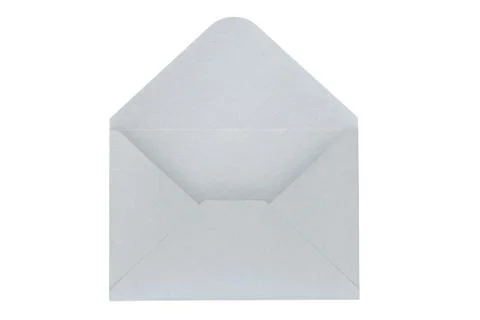 Open gray envelope isolated on white. Stock Photos