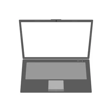 Open gray laptop. View from above. Flat vector illustration with volume Stock Illustration
