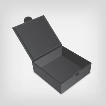 Open gray packaging design box mockup. Gray squared shape Stock-Illustration