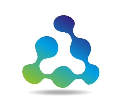 Open green and blue triangle composed of connected dots Stock Illustration