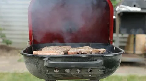 Open Grill With Meat Stock Footage 11134380