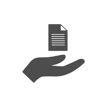 Open hand and document icon. Vector illustration. Flat design. Ilustración de archivo