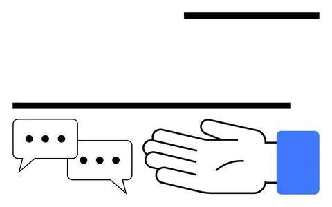 Open Hand Gesture with Speech Bubbles Communication and Interaction Concepts Stock Illustration