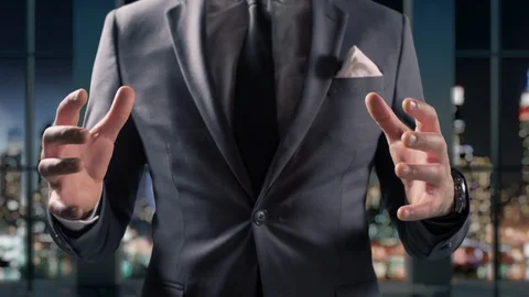 Open Hand Holding Empty Space Business People Open Palms Concep, Business Man Vidéo 122794839